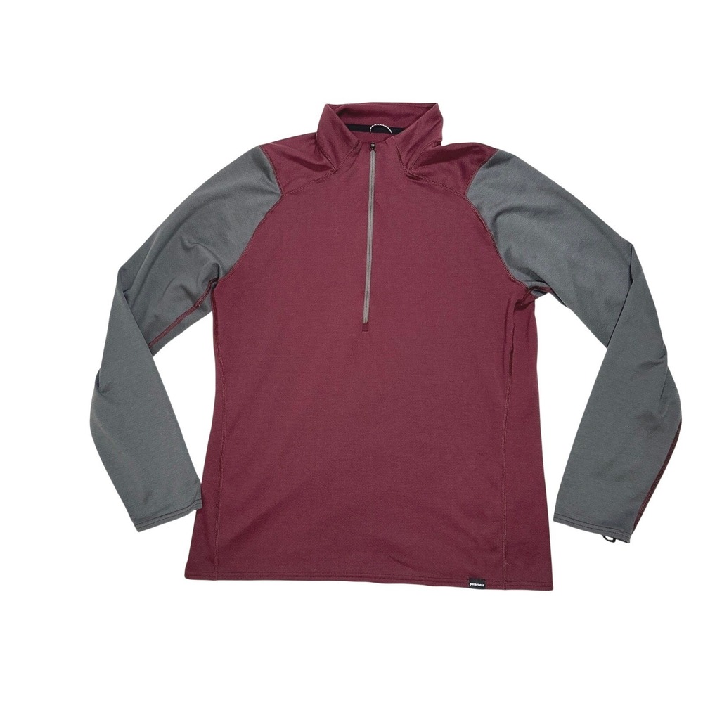 Patagonia‎ Polartec Capillene Pullover Burgundy Gray Quarter Zip Long Sleeve L